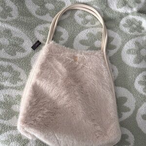 Victoria’s Secret Elegant Cream Faux Fur Tote Bag